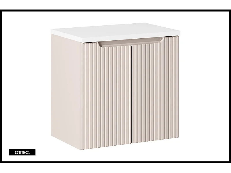 Meuble sous vasque de 60 cm - avec plan - Cachemire Mat/Blanc - 2 portes - VOLTA CASHMERE