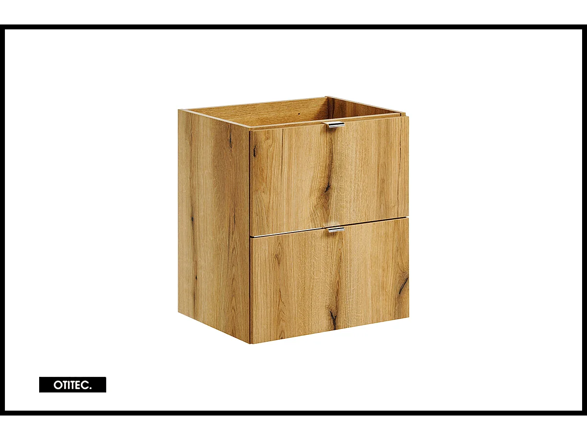 Meuble sous vasque de 50 cm - avec plan - Oak/Blanc - 2 tiroirs - VOLTA OAK