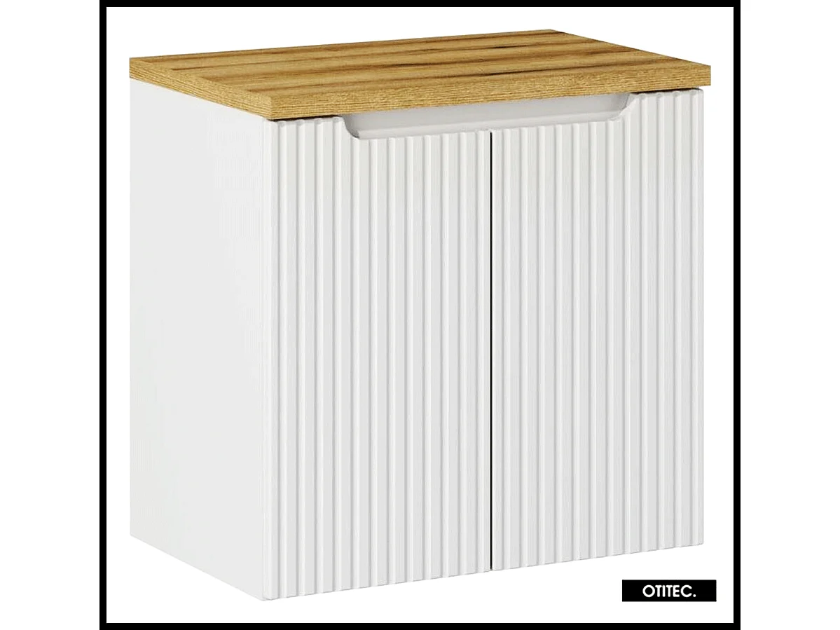 Meuble sous vasque de 60 cm - avec plan - Oak/Blanc - 2 portes - VOLTA WHITE
