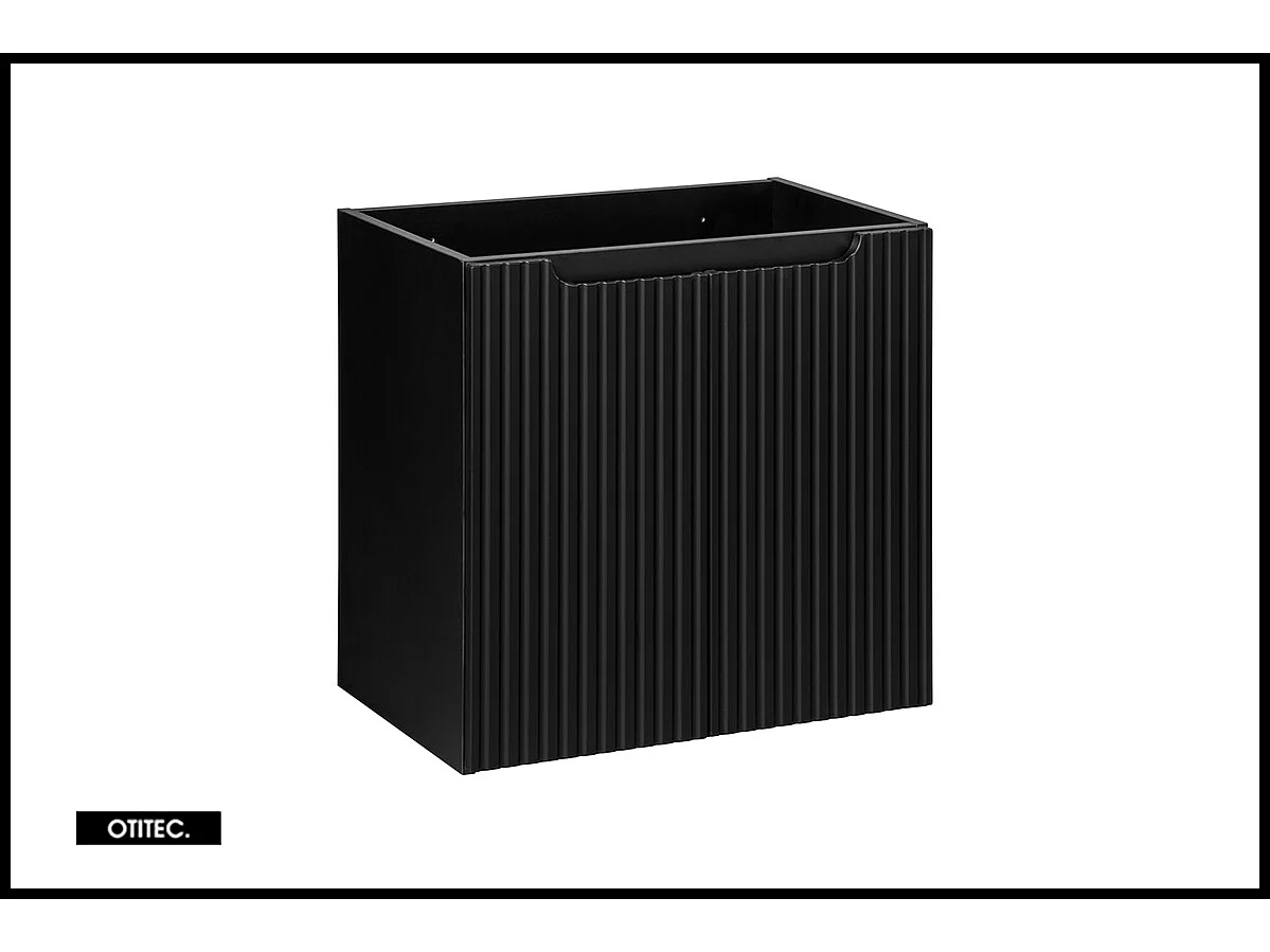 Meuble sous vasque de 60 cm - avec vasque à encastrer - Noir - 2 portes - VOLTA BLACK