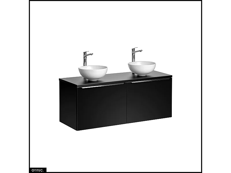 Set de meubles sous vasque - 120 cm - avec 2 Vasques à poser et Plan - BOLD BLACK