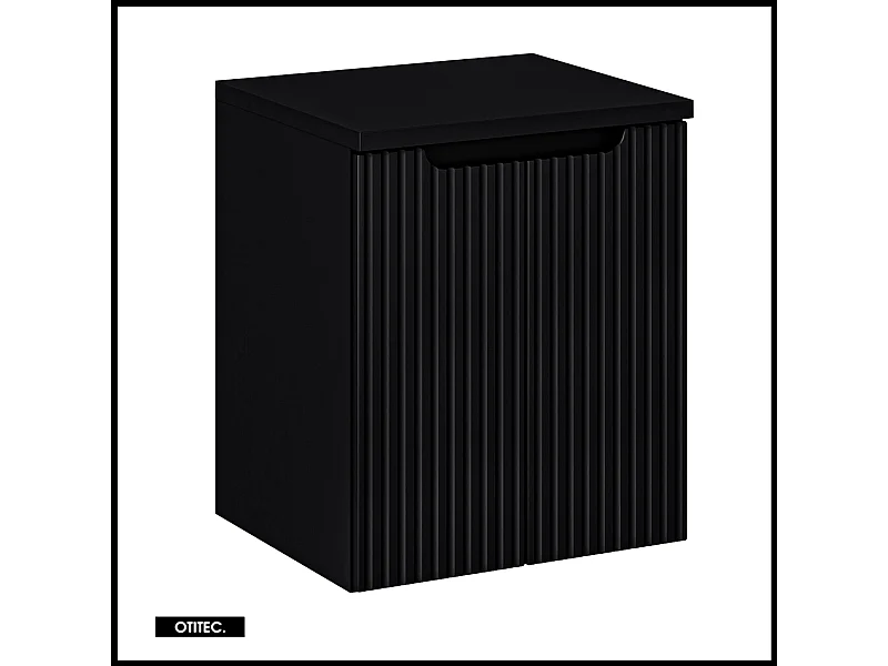 Meuble sous vasque de 50 cm - avec plan - Noir - 2 portes - VOLTA BLACK