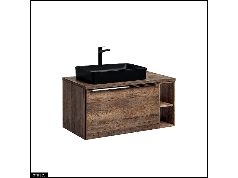 Meubles sous vasque - 100 cm - avec Vasque à poser et Plan - BOLD OAK