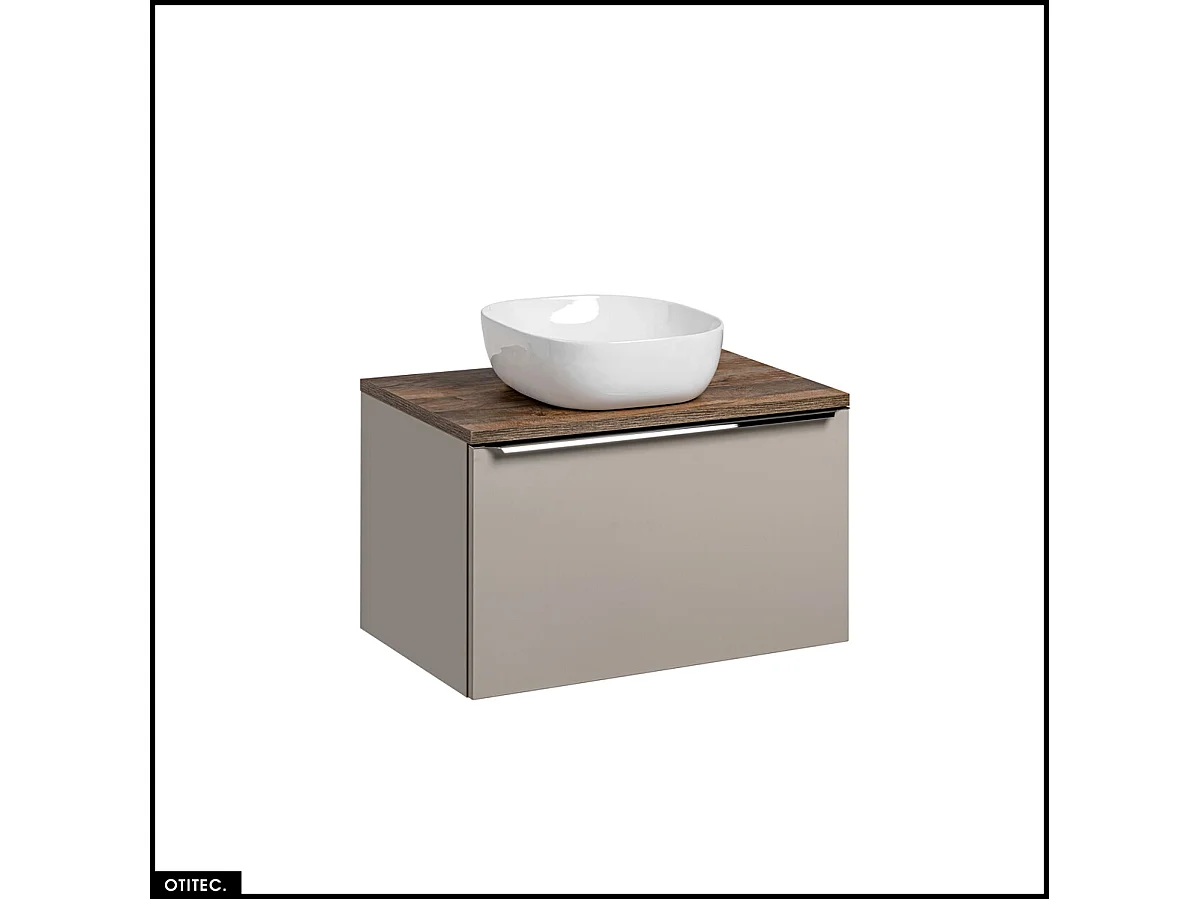 Meuble sous vasque - 80 cm - avec Vasque à poser - BOLD TAUPE