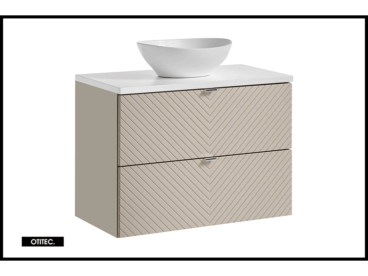 Meuble sous vasque de  80 cm - avec vasque à poser - 2 tiroirs - DANO