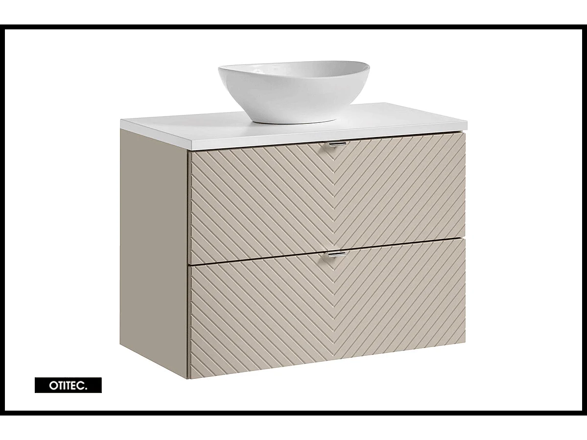 Meuble sous vasque de  80 cm - avec vasque à poser - 2 tiroirs - DANO