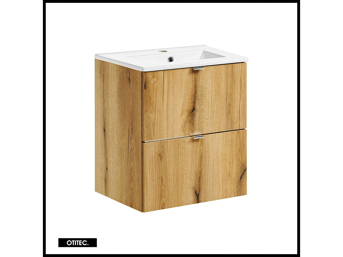 Meuble sous vasque de 50 cm - avec vasque à encastrer - Oak - 2 tiroirs - VOLTA OAK