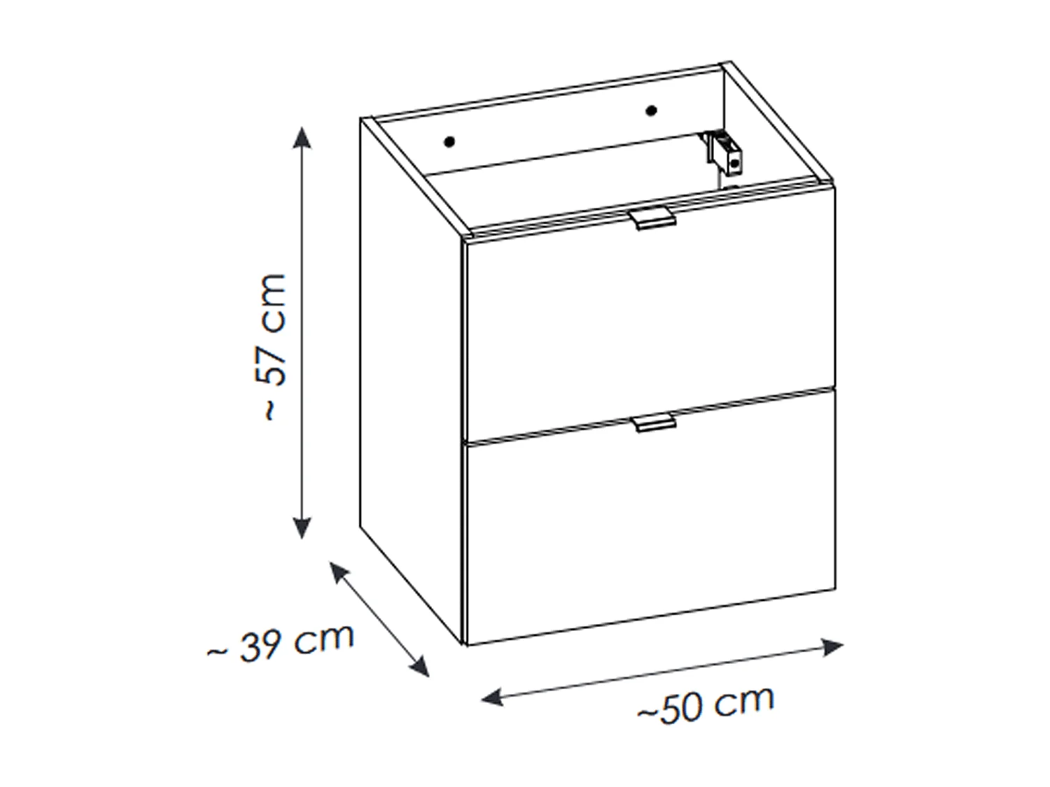 Meuble sous vasque de 50 cm - avec vasque à encastrer - Oak - 2 tiroirs - VOLTA OAK