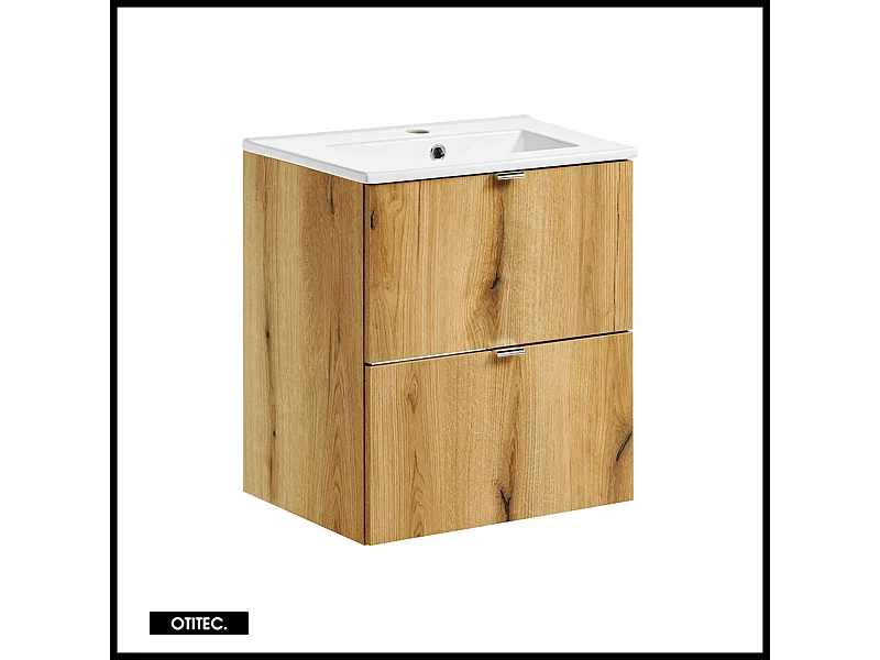 Meuble sous vasque de 50 cm - avec vasque à encastrer - Oak - 2 tiroirs - VOLTA OAK