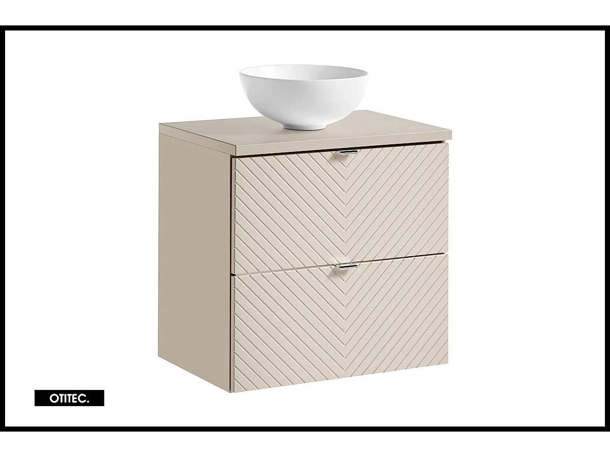 Meuble sous vasque de 60 cm - avec vasque à poser - 2 tiroirs - DANO