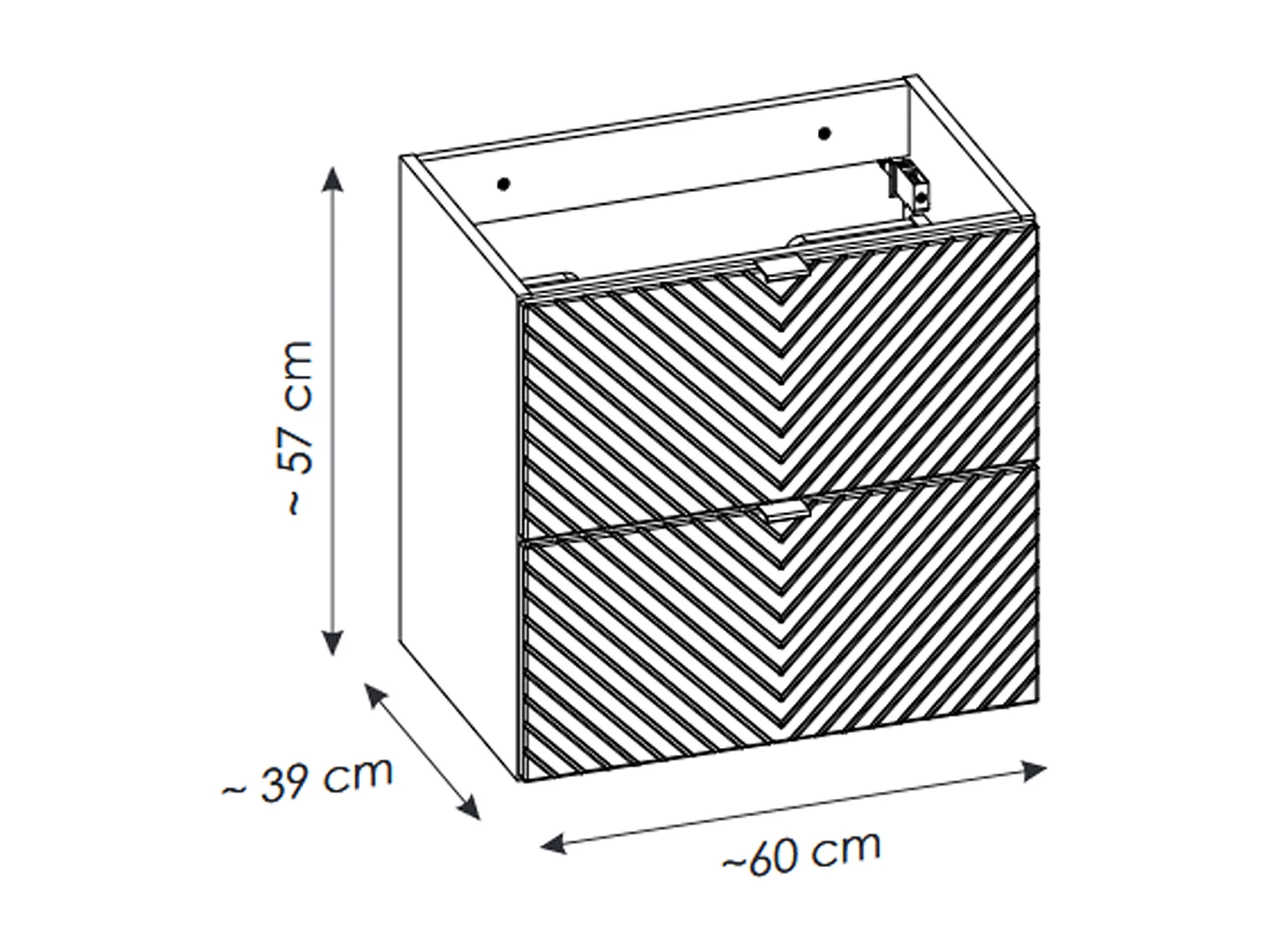 Meuble sous vasque de 60 cm - avec vasque à poser - 2 tiroirs - DANO