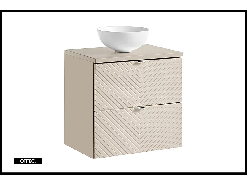 Meuble sous vasque de 60 cm - avec vasque à poser - 2 tiroirs - DANO