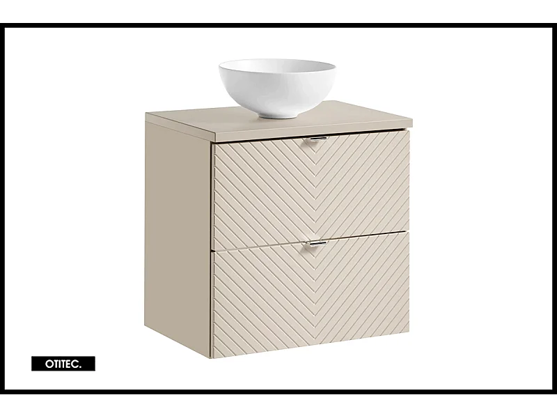 Meuble sous vasque de 60 cm - avec vasque à poser - 2 tiroirs - DANO