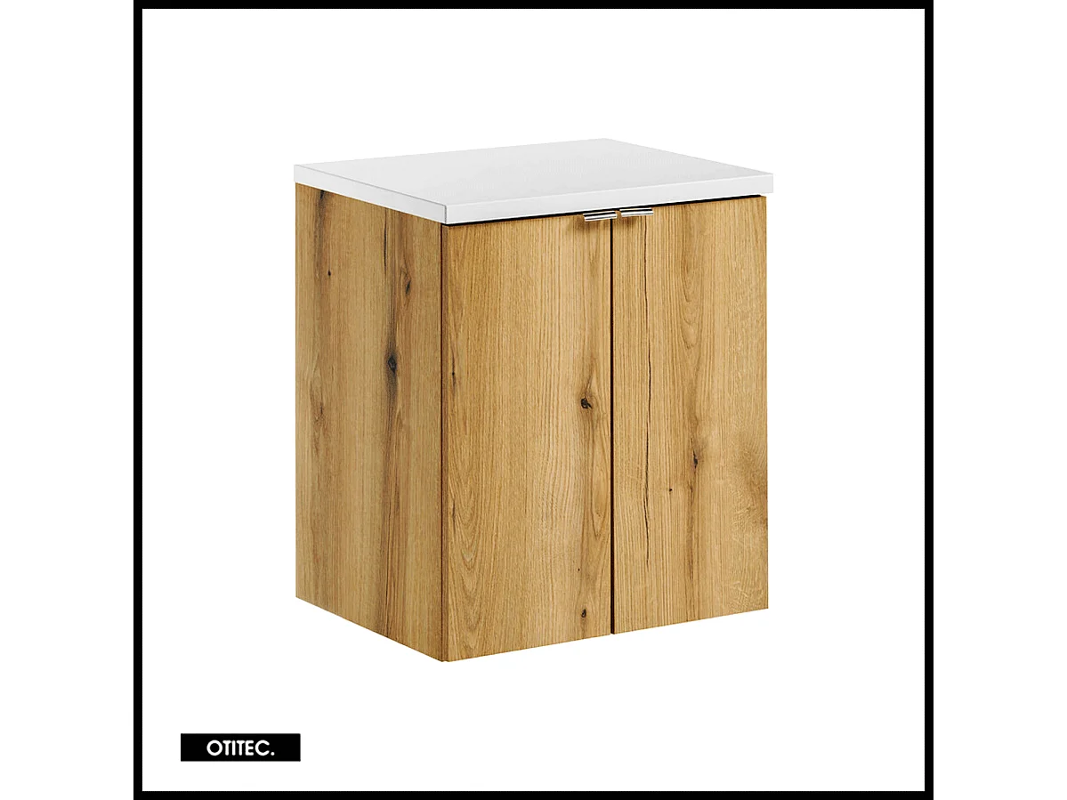 Meuble sous vasque de 50 cm - avec plan - Oak/Blanc - 2 portes - VOLTA OAK