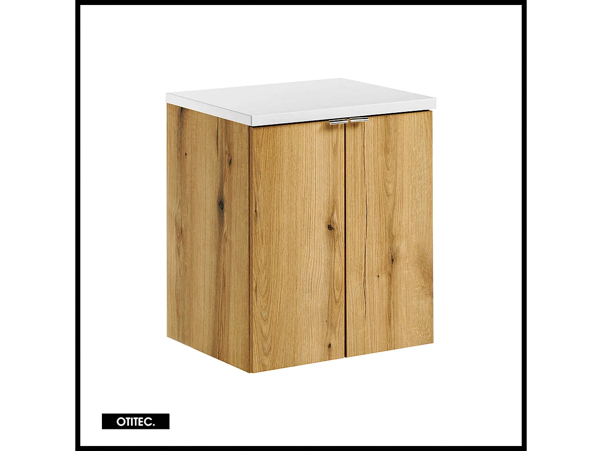 Meuble sous vasque de 50 cm - avec plan - Oak/Blanc - 2 portes - VOLTA OAK