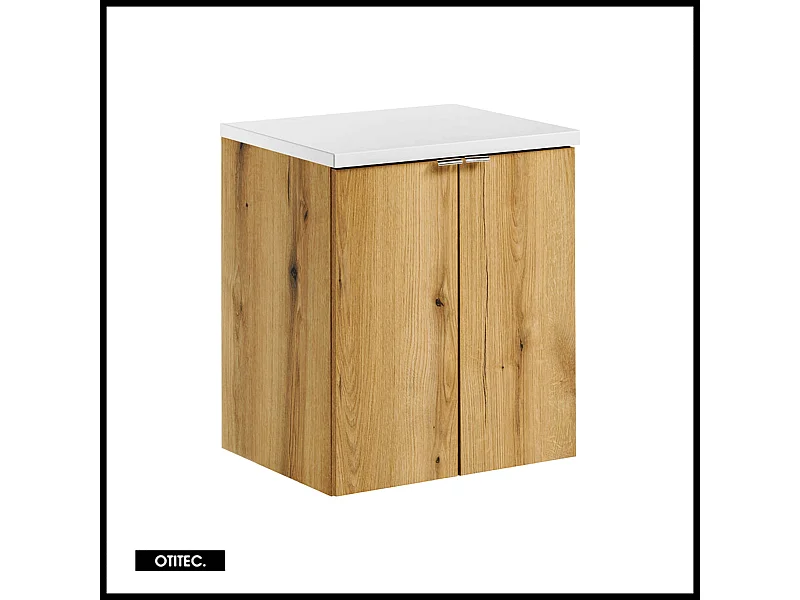 Meuble sous vasque de 50 cm - avec plan - Oak/Blanc - 2 portes - VOLTA OAK