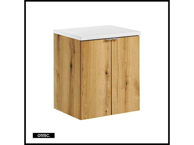 Meuble sous vasque de 50 cm - avec plan - Oak/Blanc - 2 portes - VOLTA OAK