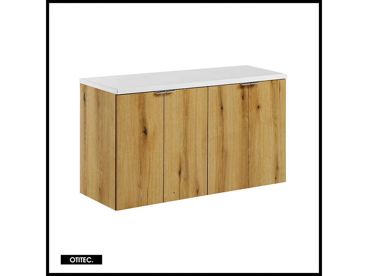 Meuble sous vasque de 100 cm - avec plan - Oak/Blanc - 4 portes - VOLTA OAK