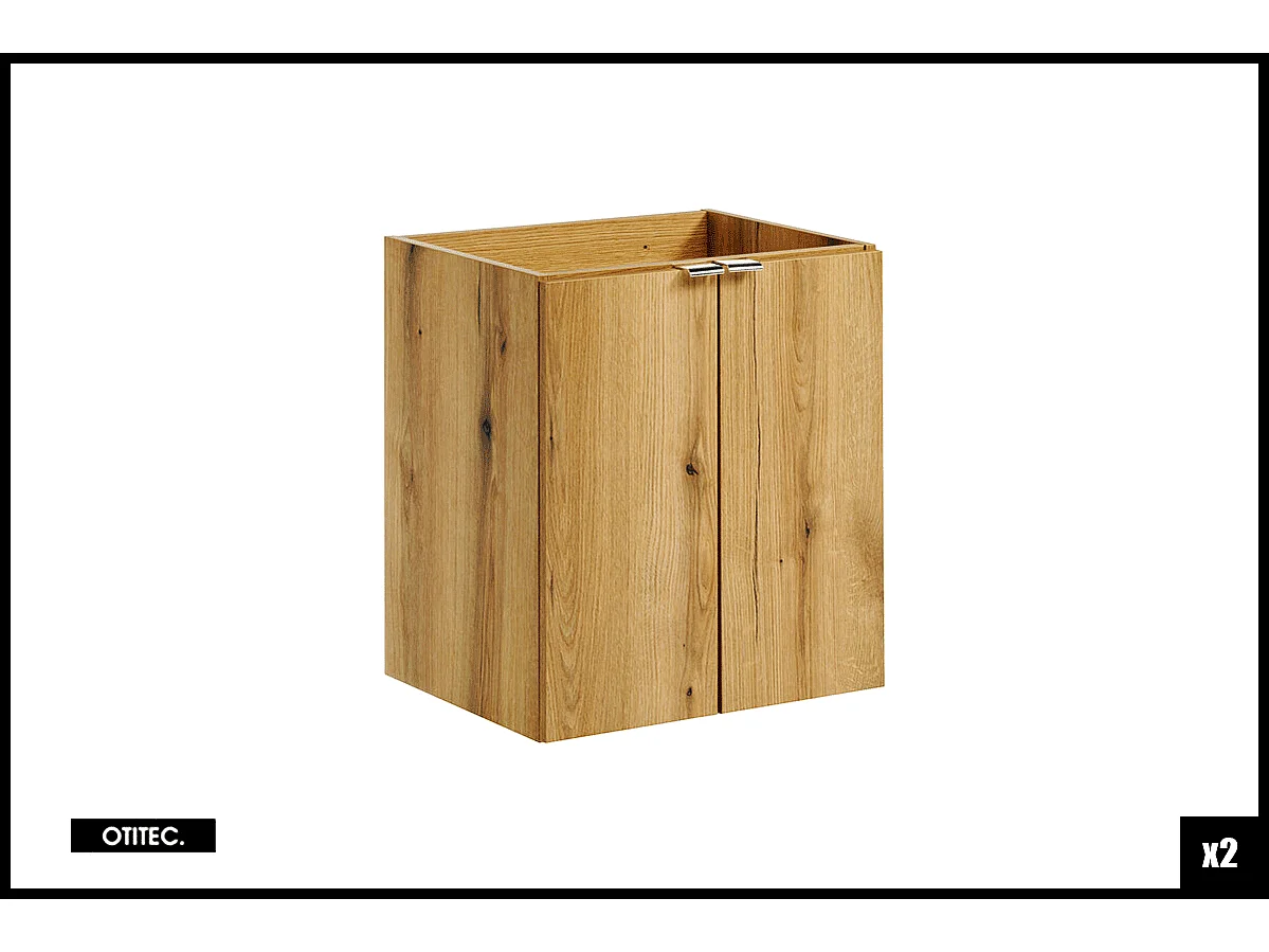 Meuble sous vasque de 100 cm - avec plan - Oak/Blanc - 4 portes - VOLTA OAK