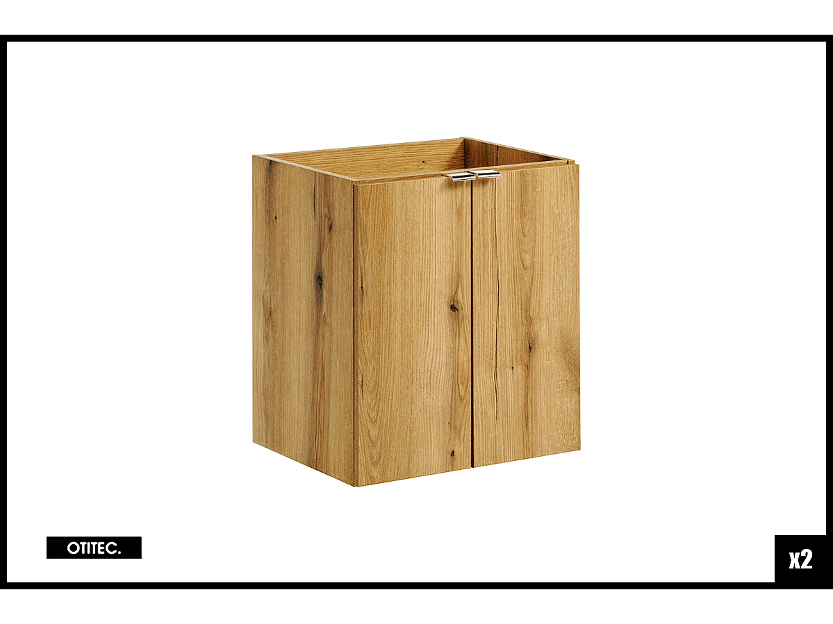 Meuble sous vasque de 100 cm - avec plan - Oak/Blanc - 4 portes - VOLTA OAK