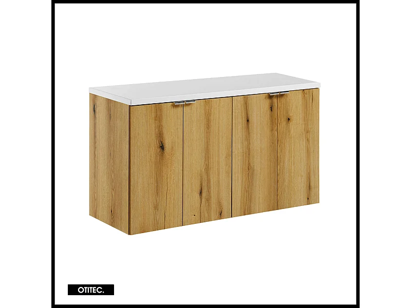 Meuble sous vasque de 100 cm - avec plan - Oak/Blanc - 4 portes - VOLTA OAK