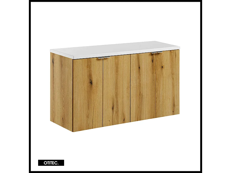 Meuble sous vasque de 100 cm - avec plan - Oak/Blanc - 4 portes - VOLTA OAK