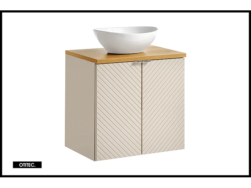 Meuble sous vasque de 60 cm - avec plan - avec vasque à poser - 2 portes - DANO