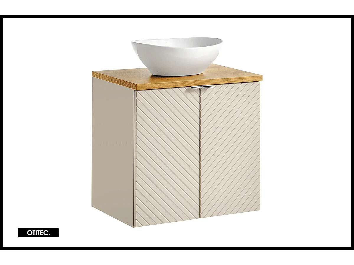 Meuble sous vasque de 60 cm - avec plan - avec vasque à poser - 2 portes - DANO