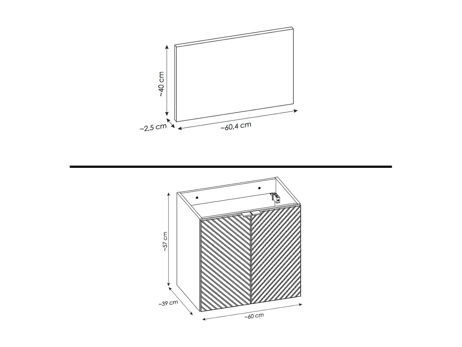 Meuble sous vasque de 60 cm - avec plan - avec vasque à poser - 2 portes - DANO