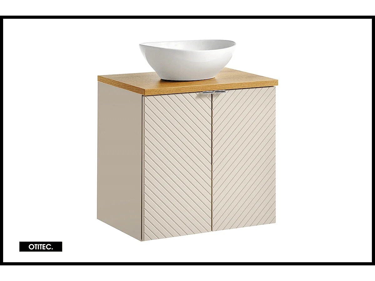 Meuble sous vasque de 60 cm - avec plan - avec vasque à poser - 2 portes - DANO