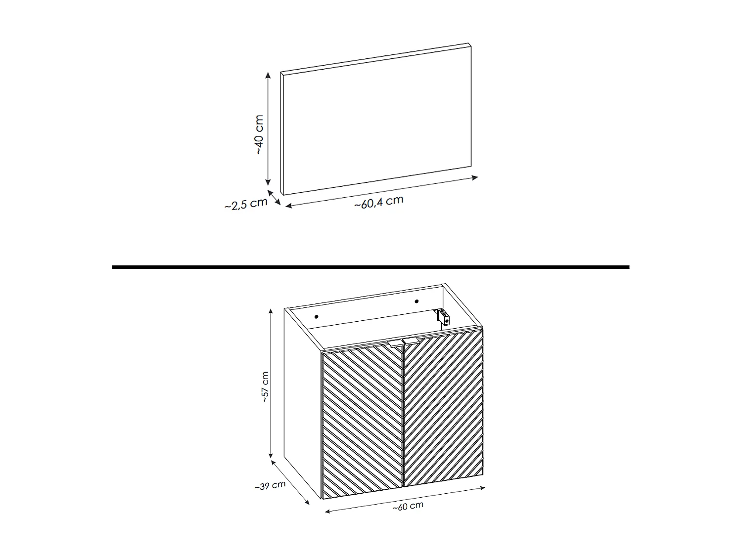 Meuble sous vasque de 60 cm - avec plan - avec vasque à poser - 2 portes - DANO