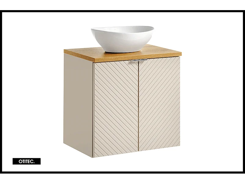 Meuble sous vasque de 60 cm - avec plan - avec vasque à poser - 2 portes - DANO