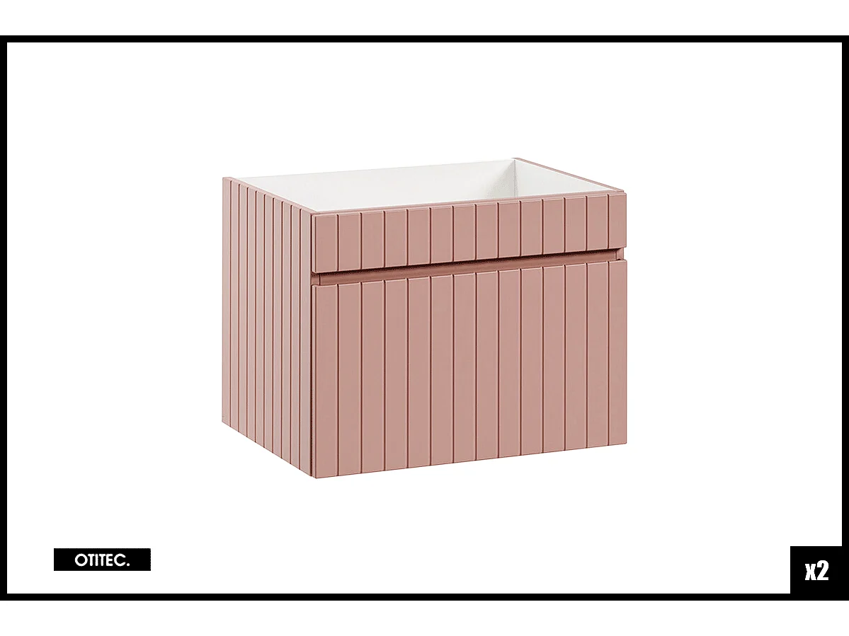 Meuble sous vasque de 140 cm - avec 2 vasques à poser - avec plan - 2 tiroirs - MINO