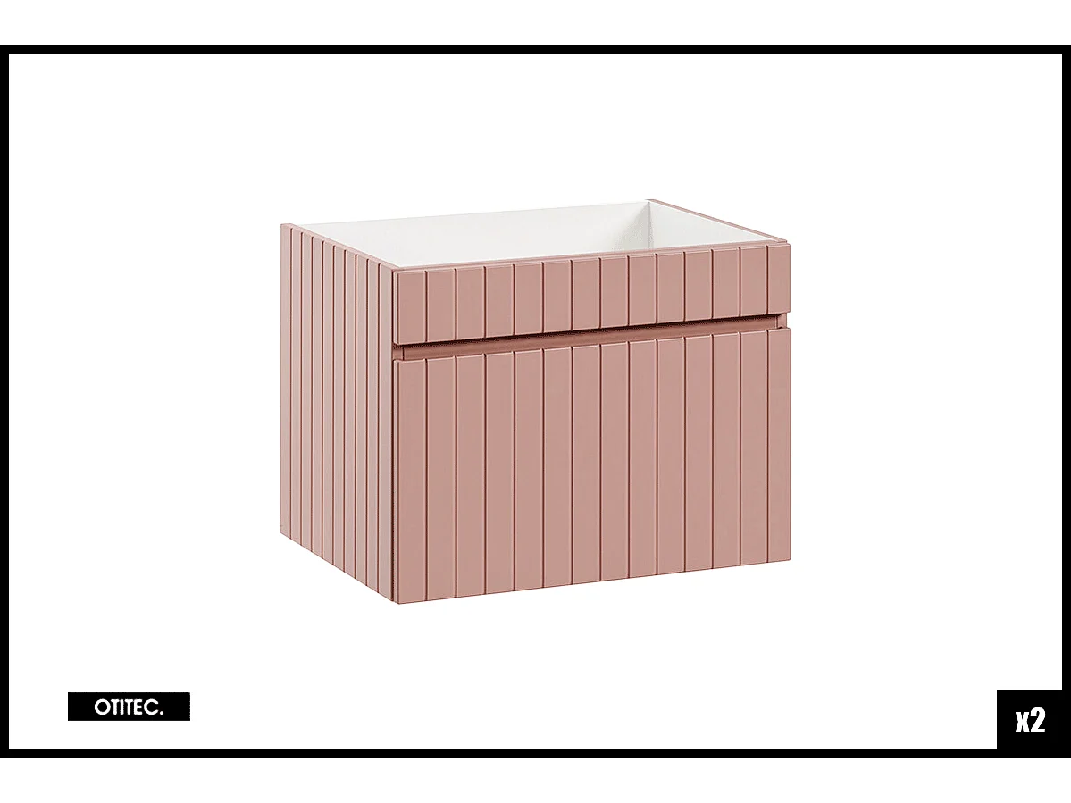 Meuble sous vasque de 140 cm - avec 2 vasques à poser - avec plan - 2 tiroirs - MINO