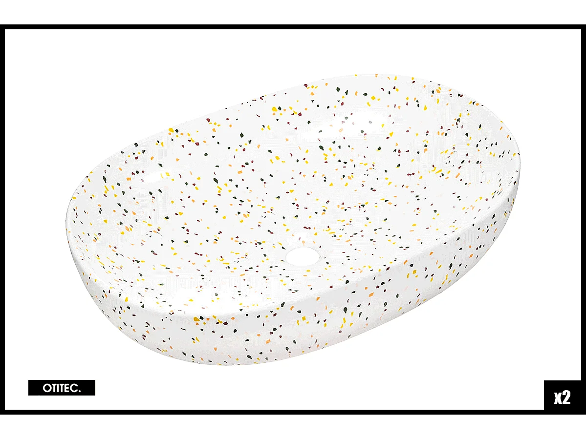 Meuble sous vasque de 140 cm - avec 2 vasques à poser - avec plan - 2 tiroirs - MINO