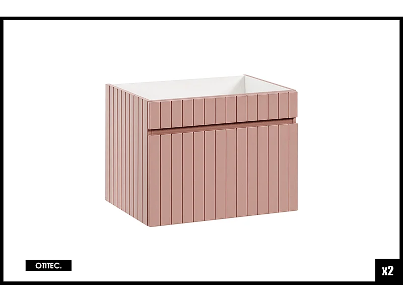 Meuble sous vasque de 140 cm - avec 2 vasques à poser - avec plan - 2 tiroirs - MINO