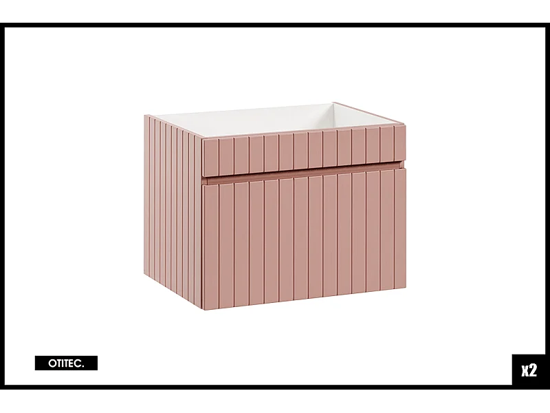 Meuble sous vasque de 140 cm - avec 2 vasques à poser - avec plan - 2 tiroirs - MINO