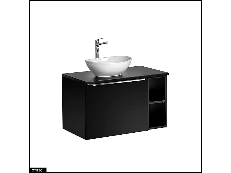 Meubles sous vasque - 80 cm - avec Vasque à poser et Plan - BOLD BLACK