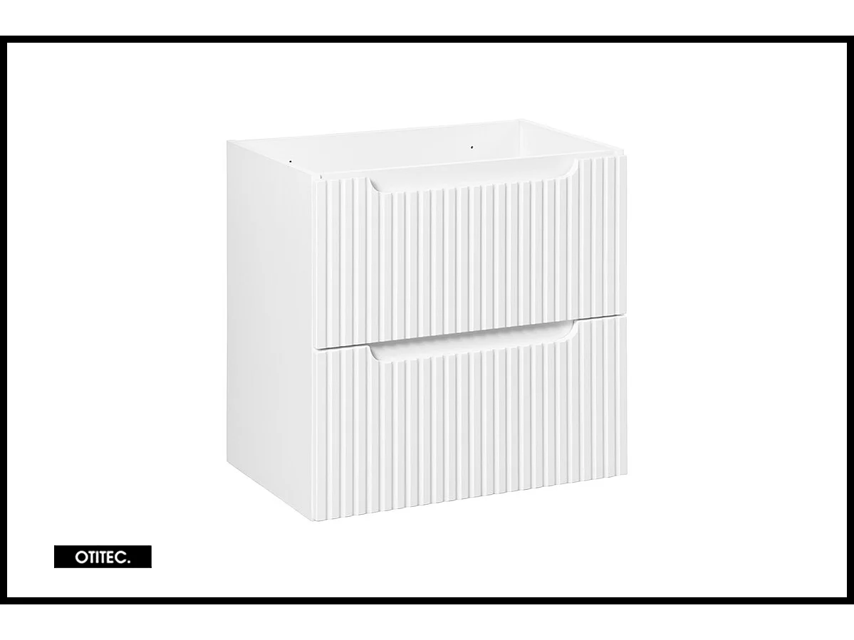 Meuble sous vasque de 60 cm - avec vasque à encastrer - Blanc - 2 tiroirs - VOLTA WHITE