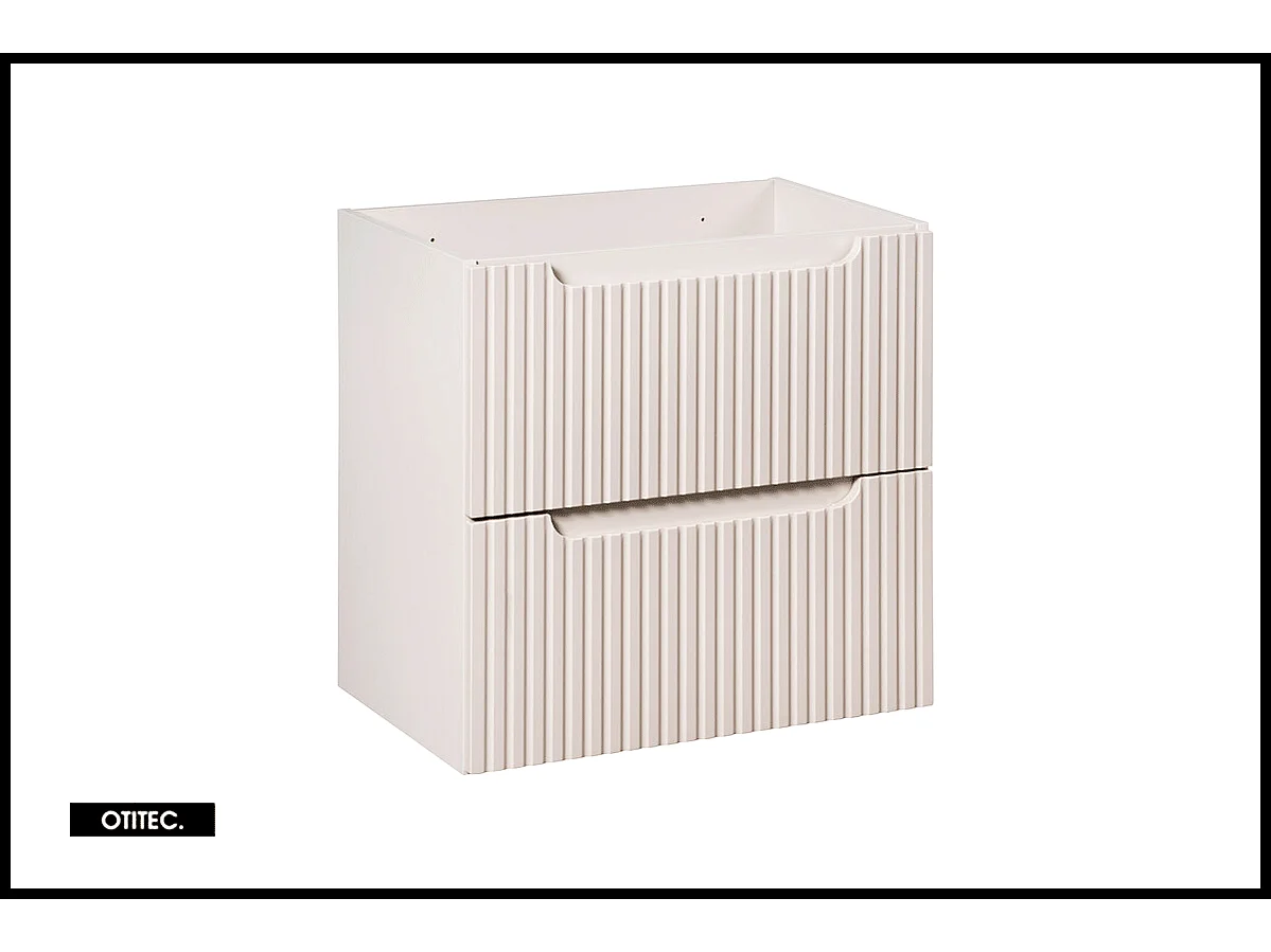 Meuble sous vasque de 60 cm - avec vasque à poser - avec plan - Cachemire Mat/Blanc - 2 tiroirs - VOLTA CASHMERE