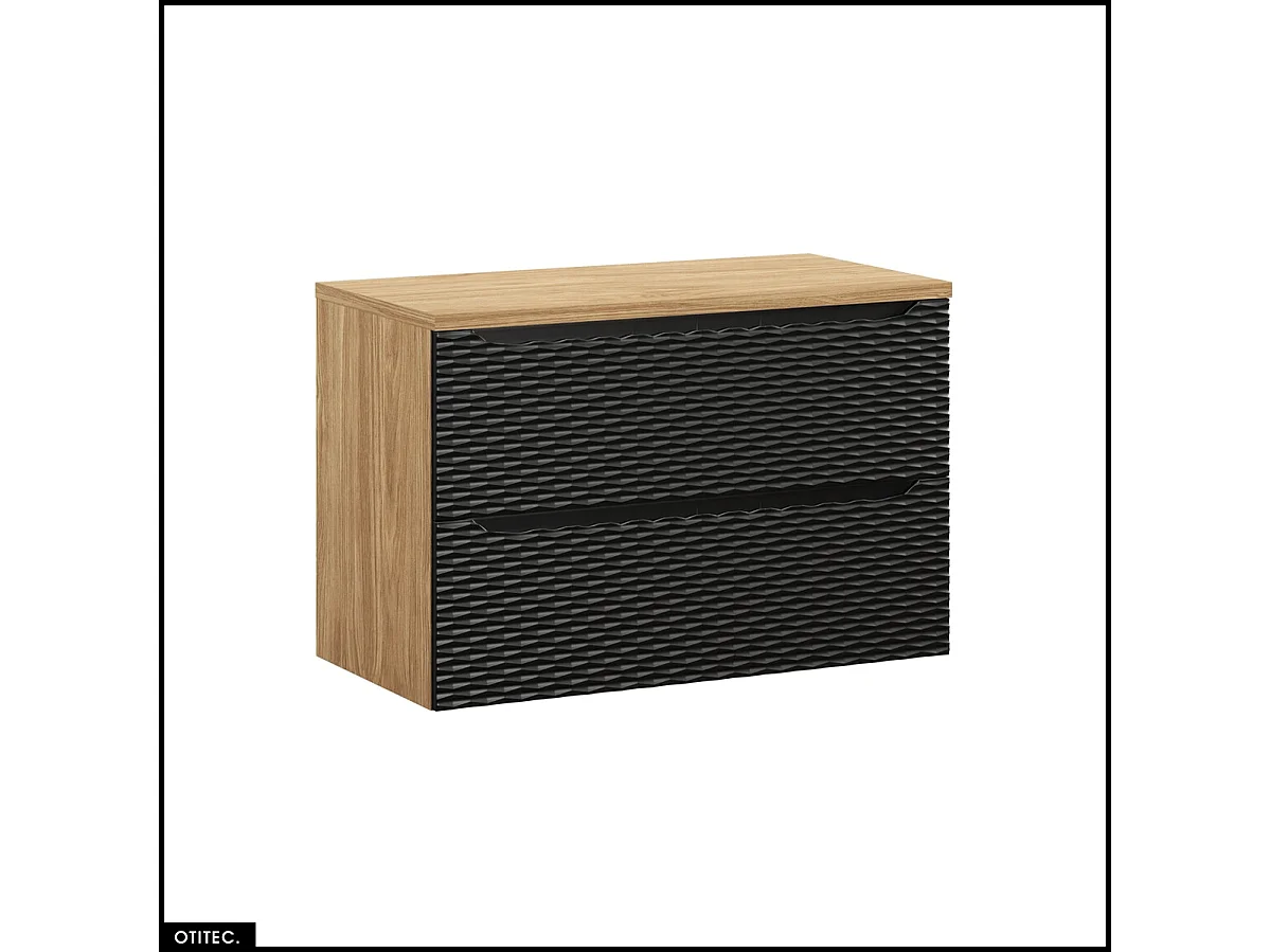 Meuble sous vasque de 90 cm - avec plan - 2 tiroirs - SEA BLACK