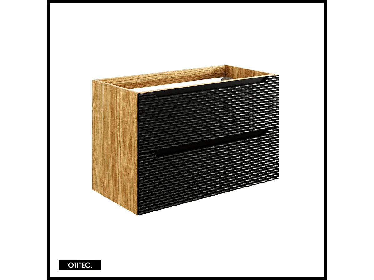 Meuble sous vasque de 90 cm - avec plan - 2 tiroirs - SEA BLACK