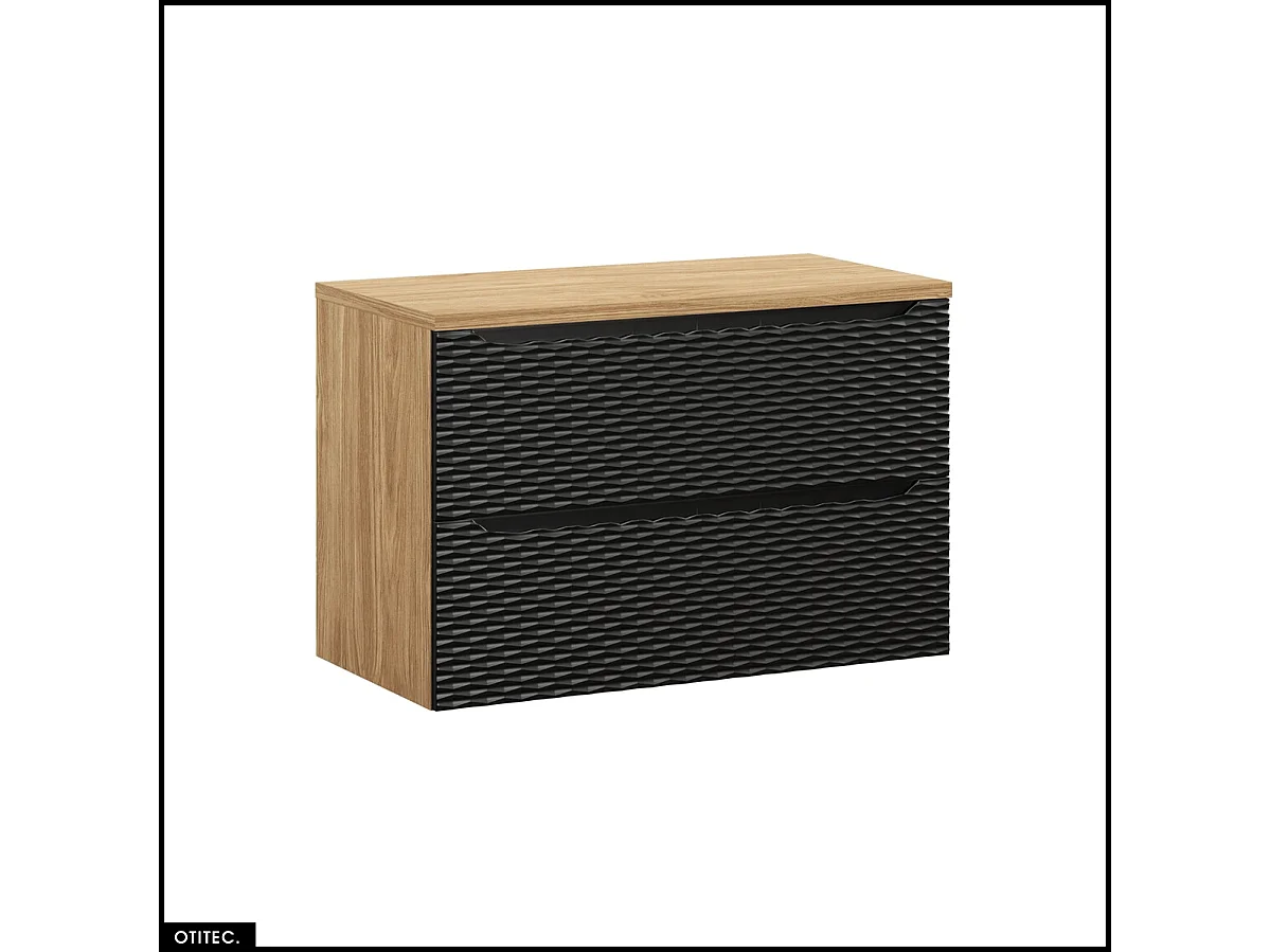 Meuble sous vasque de 90 cm - avec plan - 2 tiroirs - SEA BLACK