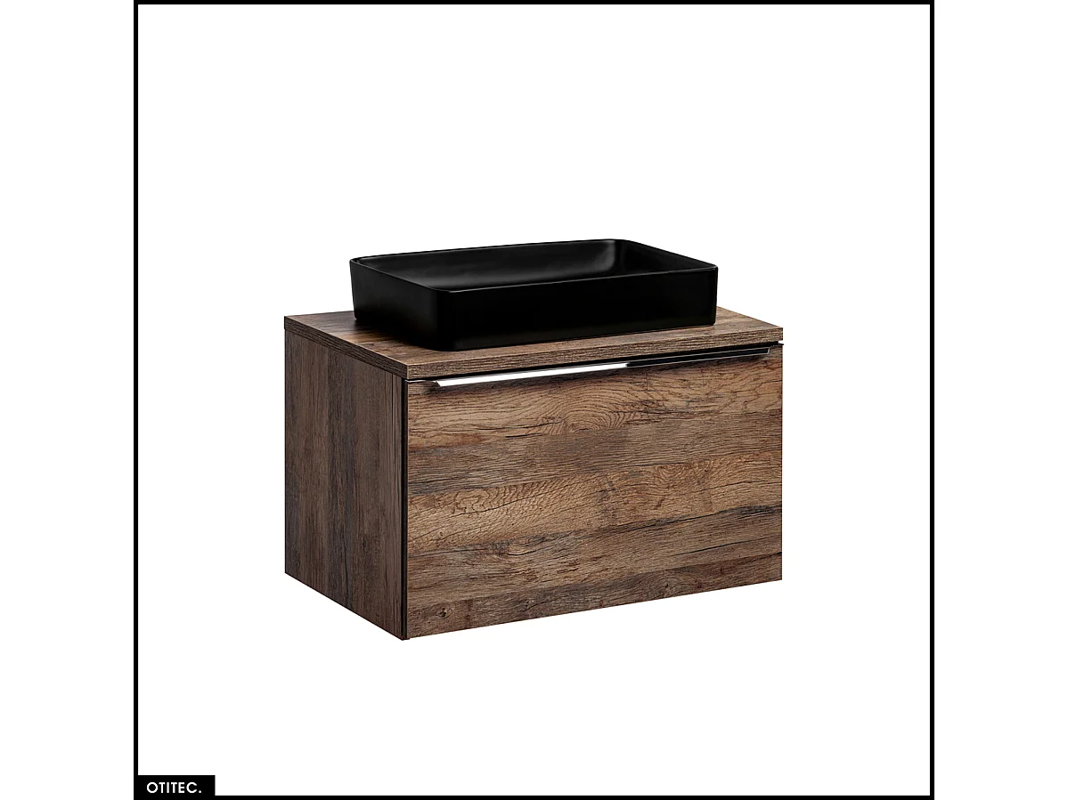 Meuble sous vasque - 80 cm - avec Vasque à poser et Plan - BOLD OAK