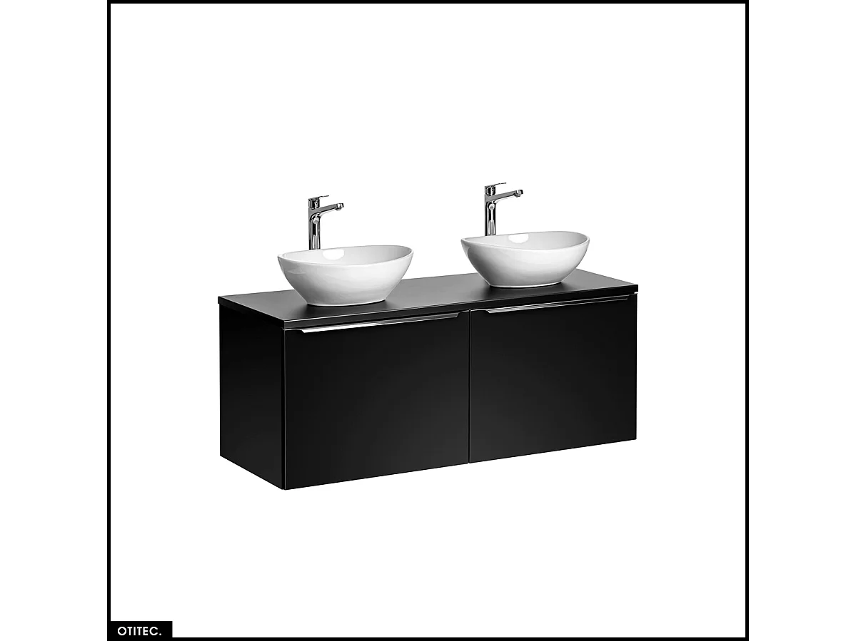 Set de meubles sous vasque - 120 cm - avec 2 Vasques à poser et Plan - BOLD BLACK