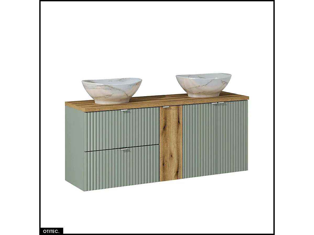 Ensemble de meubles sous vasque - 140 cm - avec Plan - 2 Vasques - ROSEAU