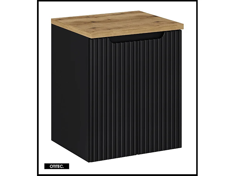 Meuble sous vasque de 50 cm - avec plan - Noir/Oak - 2 portes - VOLTA BLACK