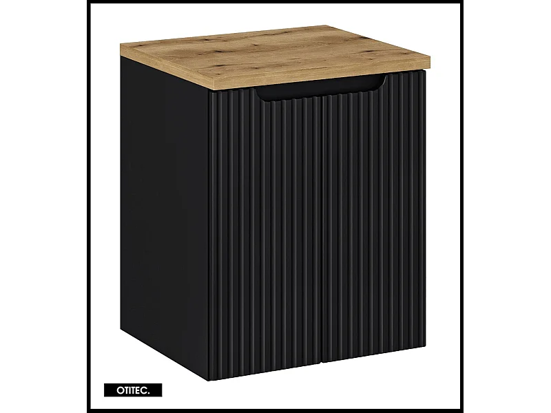 Meuble sous vasque de 50 cm - avec plan - Noir/Oak - 2 portes - VOLTA BLACK