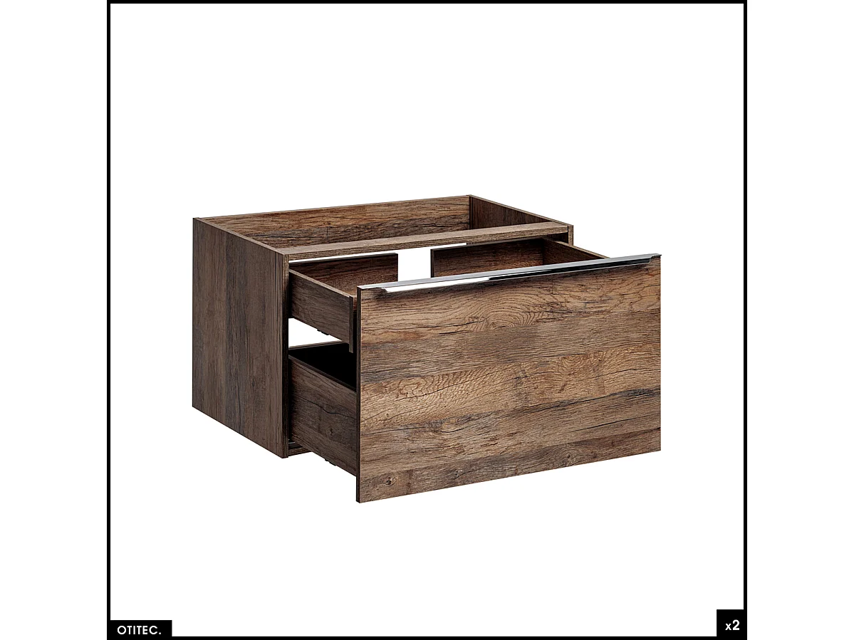 Meubles sous vasque - 180 cm - avec 2 Vasques à poser et Plan - BOLD OAK