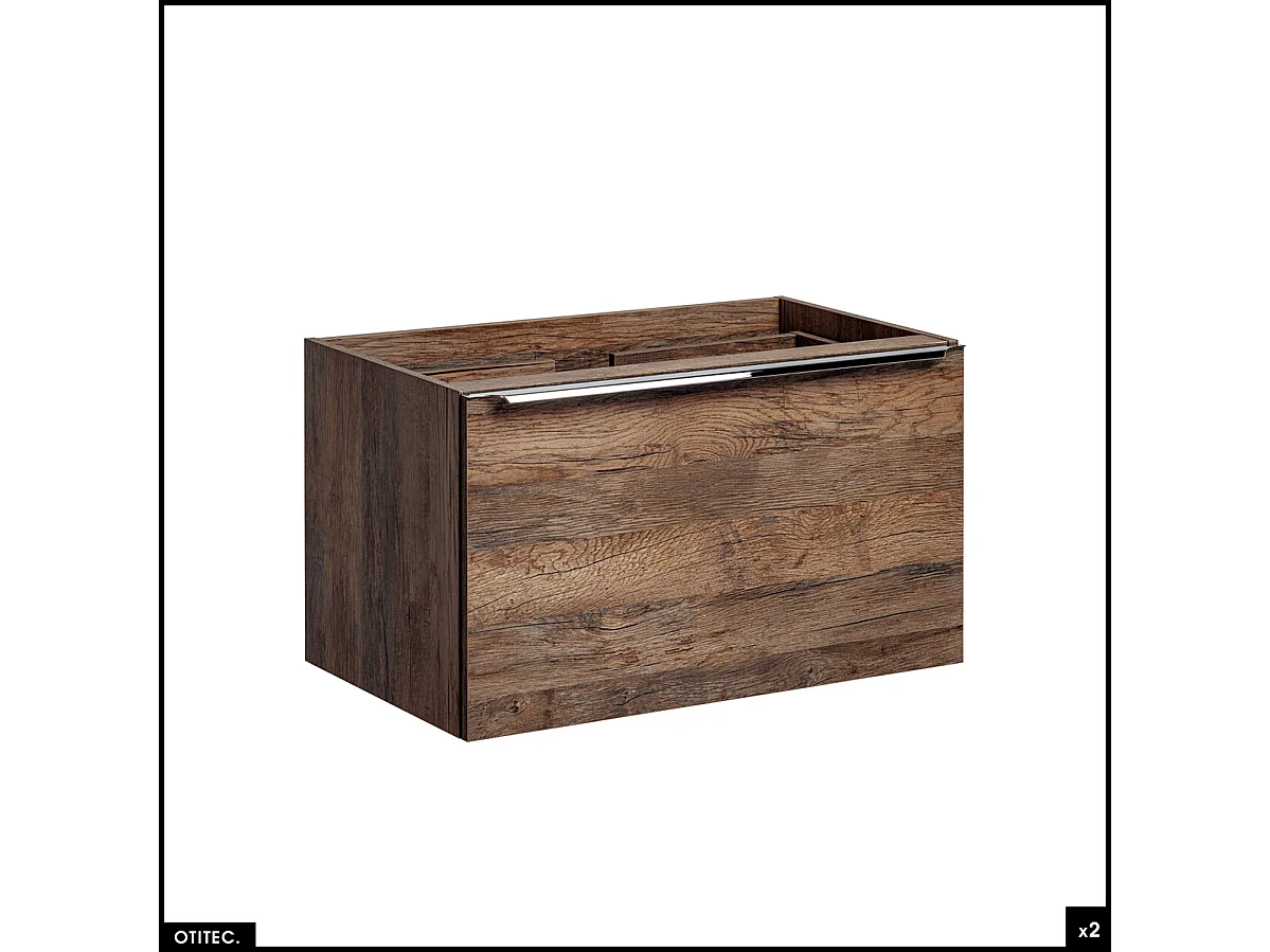 Meubles sous vasque - 180 cm - avec 2 Vasques à poser et Plan - BOLD OAK